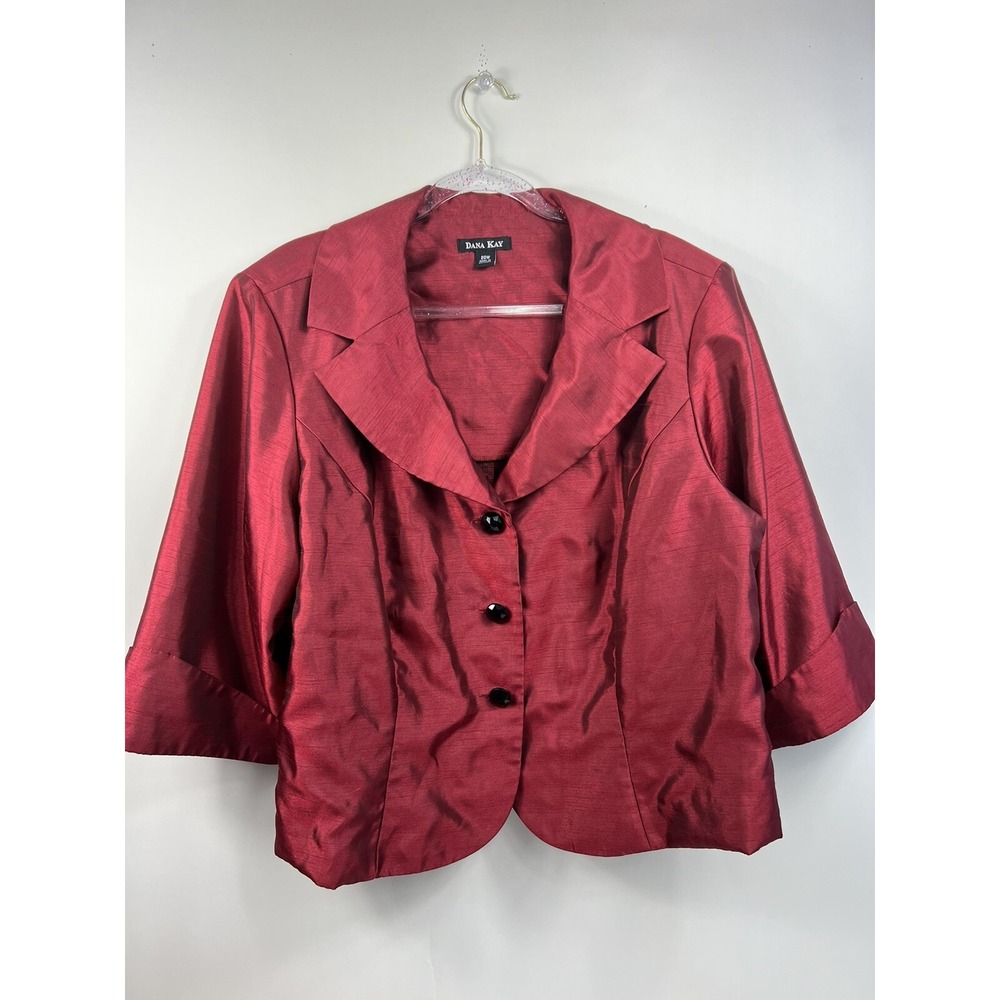 Dana Kay Wedding Formal Blazer Jacket‎ Women's Size 20W Red 3/4 Sleeves